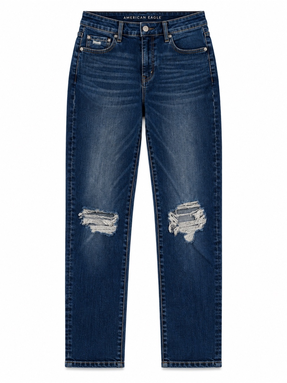AE High Rise Dark Wash Skinny Ripped Jeans
